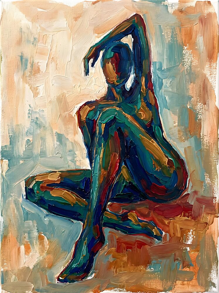 Vibrant Seated Form art print by Hugo for $57.95 CAD