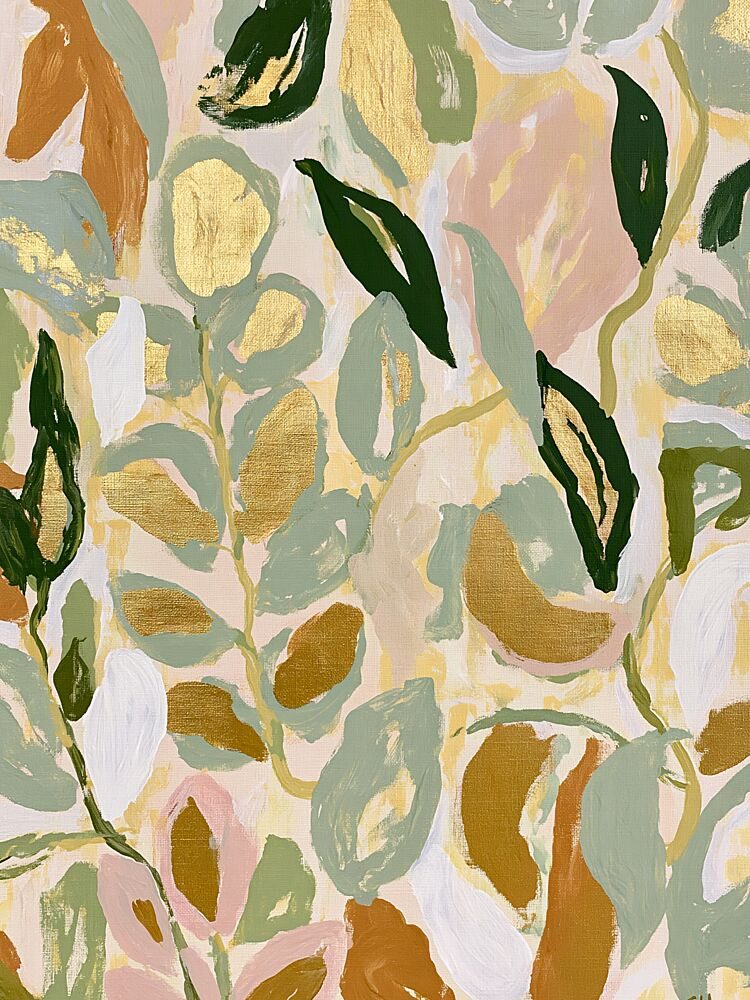 Abstract Gold Leaves art print by Stephanie Jeuffroy for $57.95 CAD