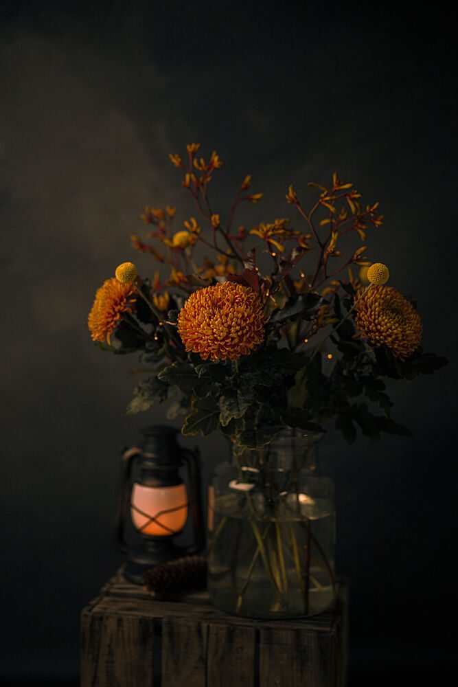Autumn Flowers Glow art print by Mayra Pama for $57.95 CAD