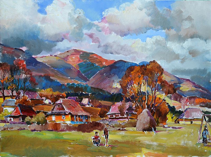 Autumn Mountain Village art print by Andrii Kutsachenko for $57.95 CAD