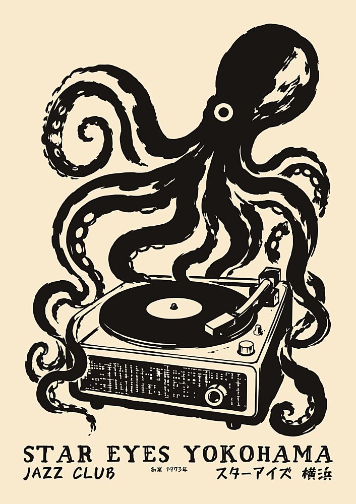 Octopus Jazz Turntable art print by Patryk Krygowski for $57.95 CAD
