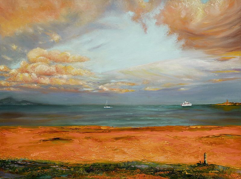 Orange Sky Seascape art print by Marina Kozyr for $57.95 CAD