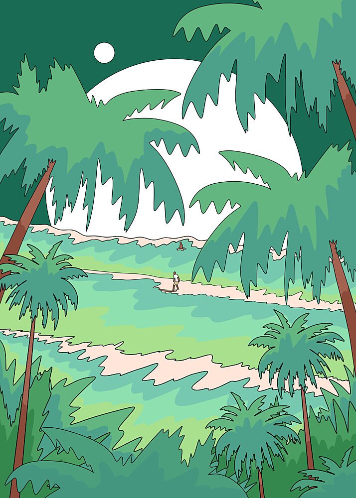 Tropical Moonlit Beach art print by Stephen Wade for $57.95 CAD