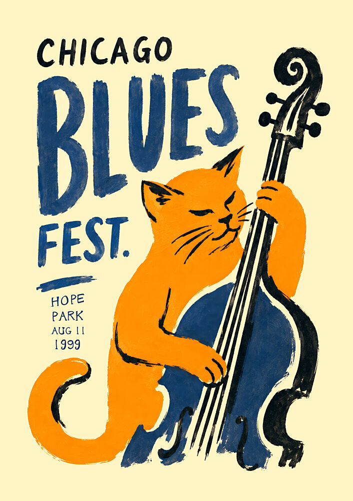 Groovy Cat Bassist art print by Patryk Krygowski for $57.95 CAD