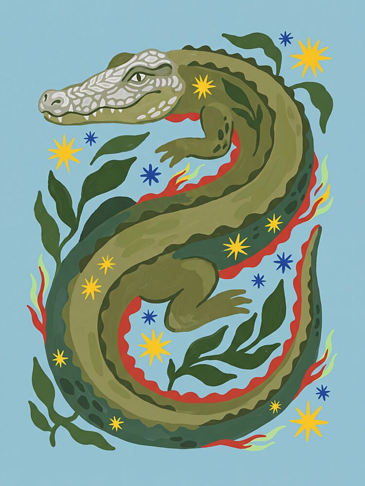 Starry Green Alligator art print by Andreas Magnusson for $57.95 CAD