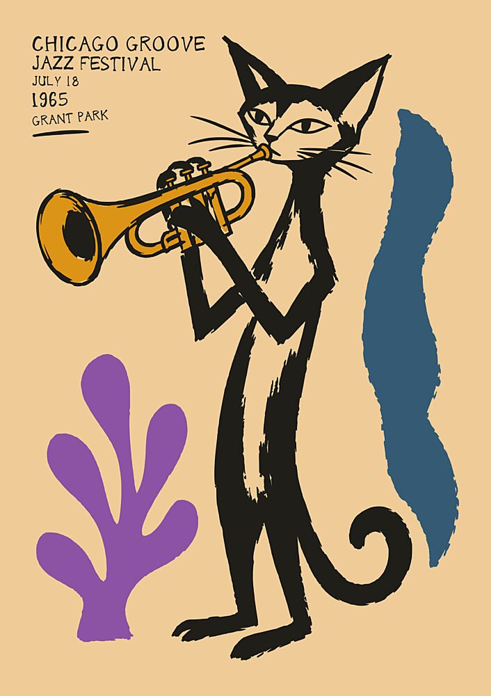 Cool Cat Jazz Trumpeter art print by Patryk Krygowski for $57.95 CAD