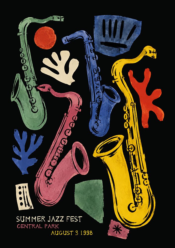 Colorful Jazz Saxophones art print by Patryk Krygowski for $57.95 CAD