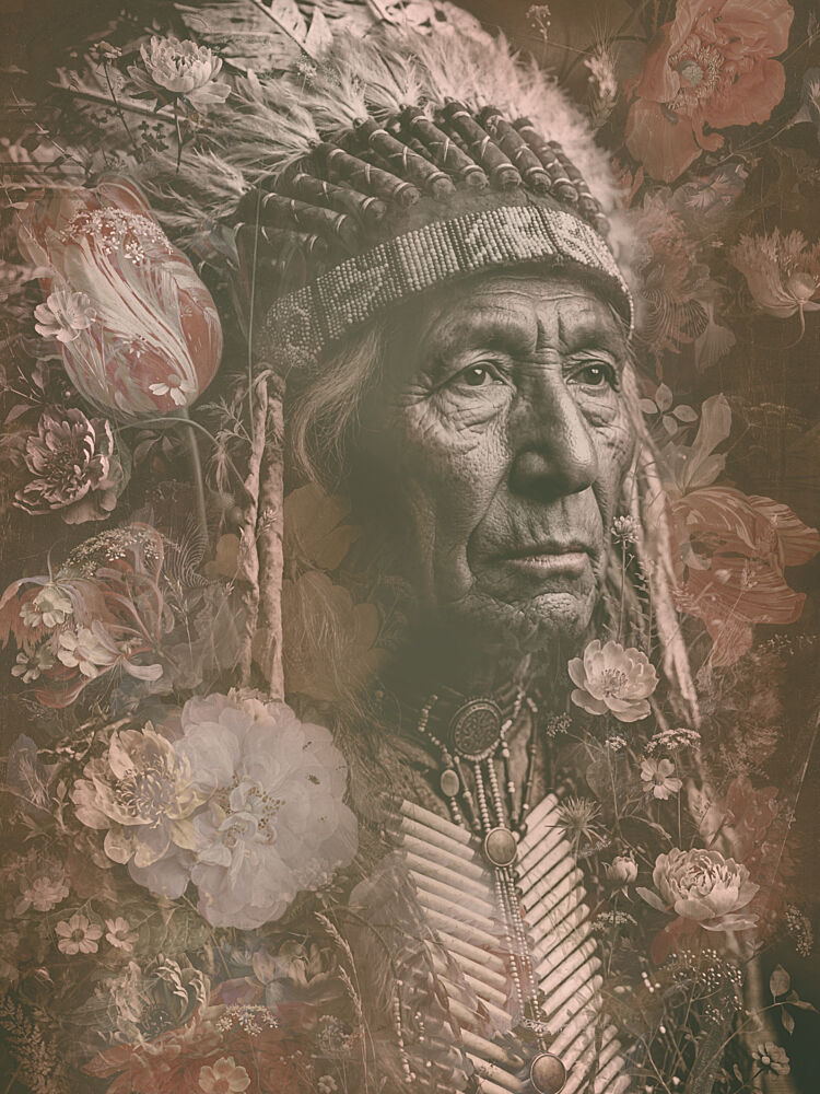 Native Elder Floral Portrait art print by Sander van Laar for $57.95 CAD