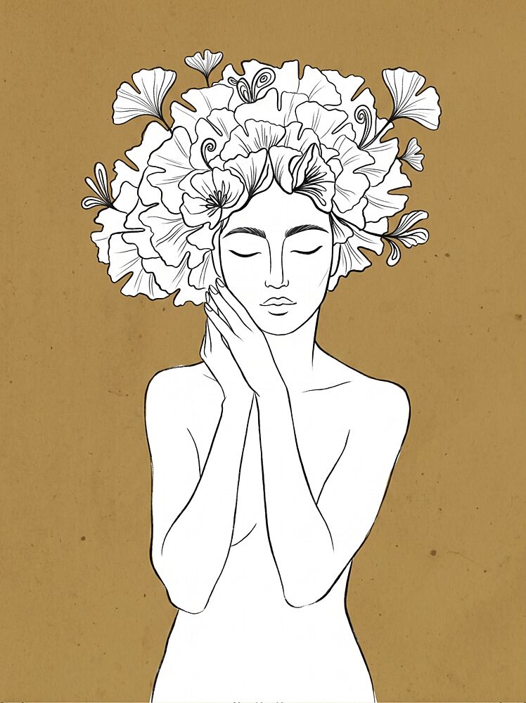 Serene Botanical Woman art print by Sander van Laar for $57.95 CAD