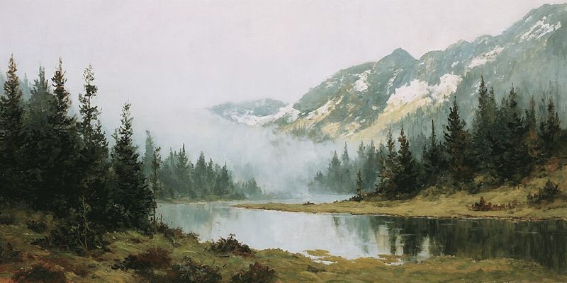 Misty Mountain Lake art print by Marian Plajdicko for $57.95 CAD