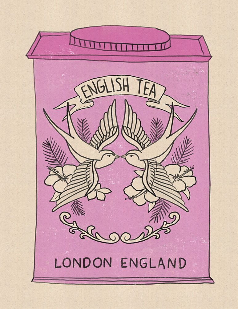 Pink English Tea Swallows art print by Nicholas for $57.95 CAD