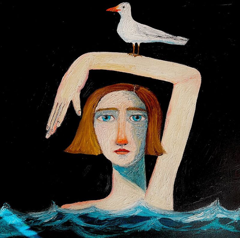 Serene Woman and Seagull art print by Sharyn Bursic for $57.95 CAD