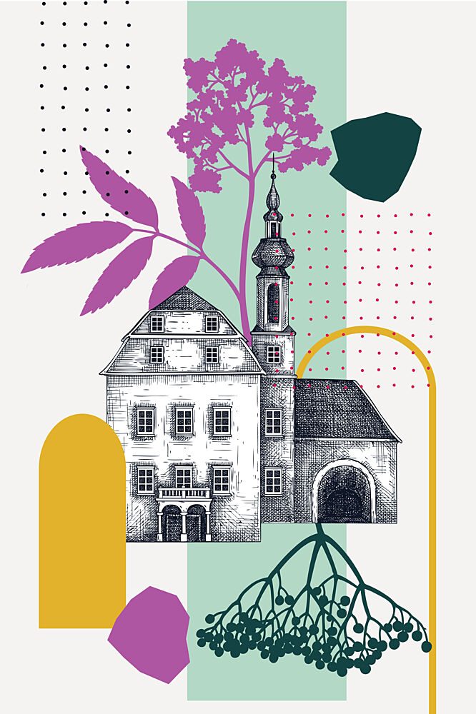 Historic Building Botanical Abstract art print by Yevheniia Lytvynovych for $57.95 CAD