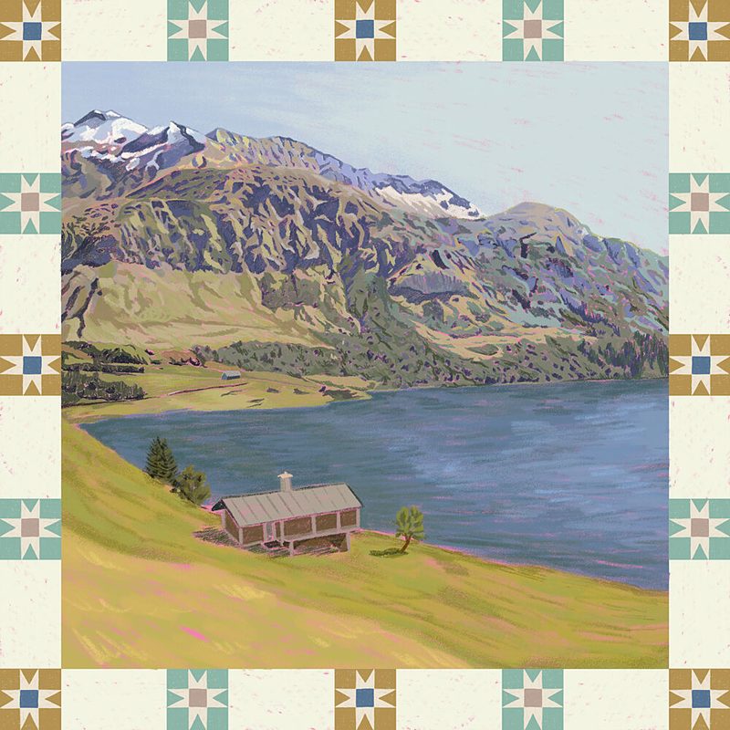 Mountain Lake Cabin View art print by Sophia Holgate for $57.95 CAD