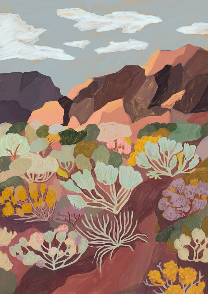 Colorful Desert Landscape art print by Sophia Holgate for $57.95 CAD