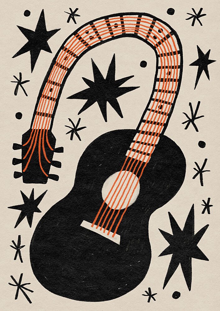 Bent Guitar Starry Night art print by Sophia Holgate for $57.95 CAD