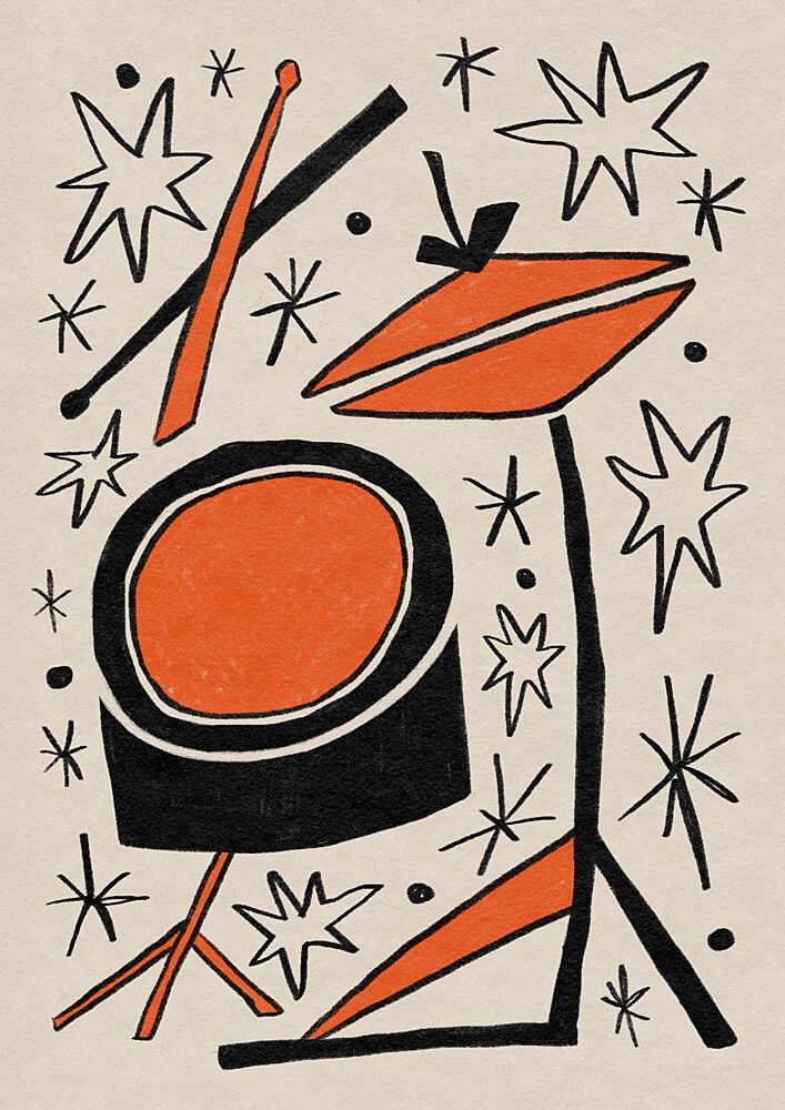 Retro Drum Set Stars art print by Sophia Holgate for $57.95 CAD