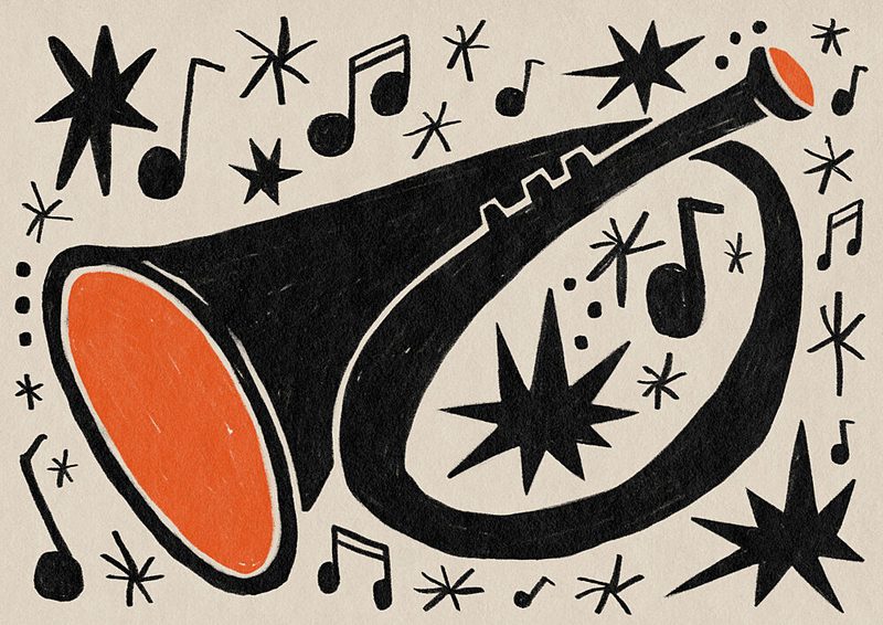 Retro Jazz Trumpet art print by Sophia Holgate for $57.95 CAD