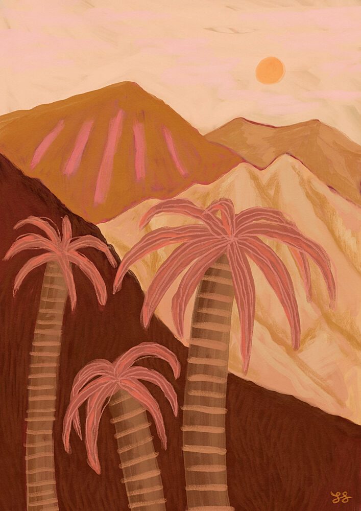 Desert Palms Sunset art print by Sophia Holgate for $57.95 CAD