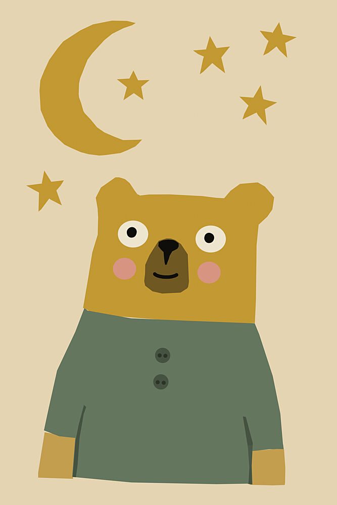 Sleepy Bear and Stars art print by Treechild for $57.95 CAD