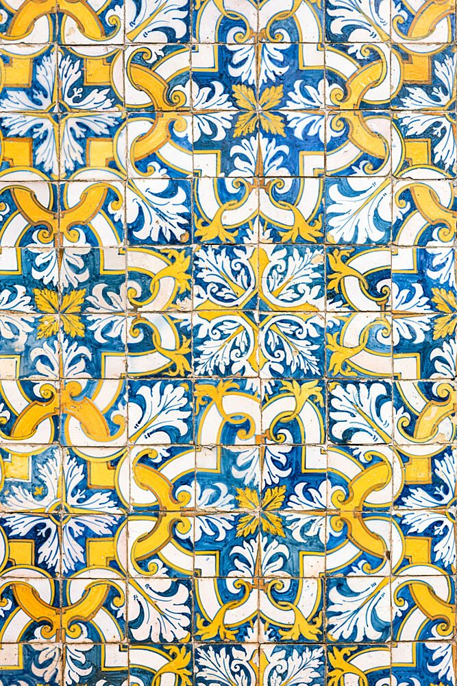 Blue Yellow Azulejo Tiles art print by HelloHappylife for $57.95 CAD