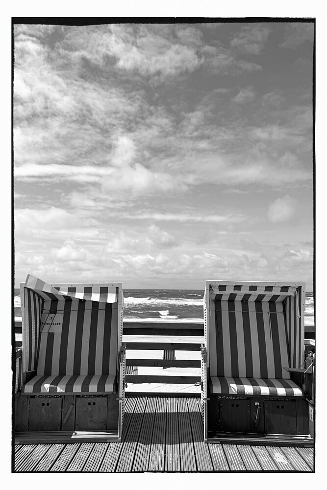 Beach Chairs Ocean View art print by Treechild for $57.95 CAD