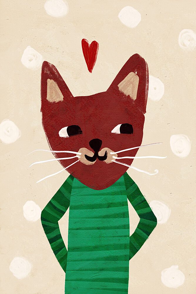 Cute Cat Love Heart art print by Treechild for $57.95 CAD