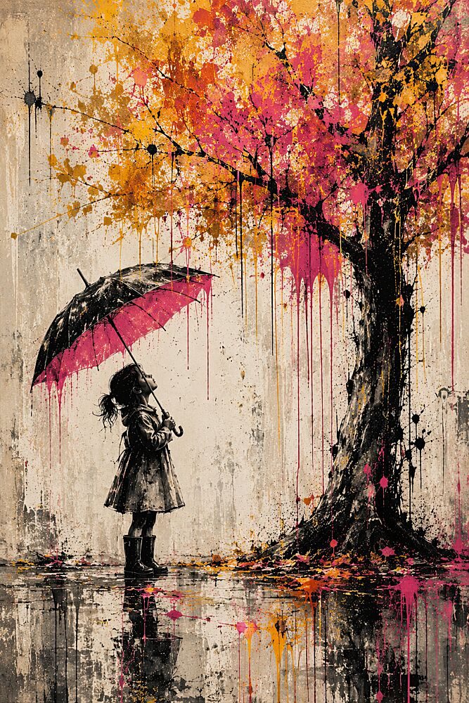 Girl in Autumn Rain art print by Mark Andre Matthews for $57.95 CAD
