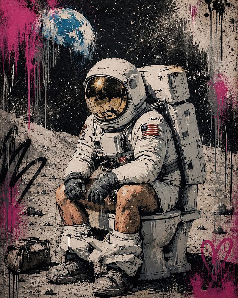 Astronaut on Toilet art print by Mark Andre Matthews for $57.95 CAD
