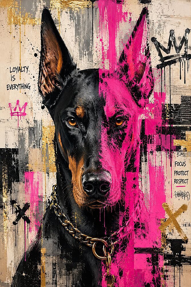 Pink Doberman Street Art art print by Mark Andre Matthews for $57.95 CAD