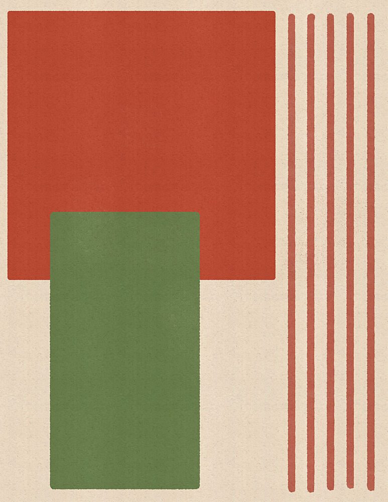 Red Green Geometric Abstract art print by Nicholas for $57.95 CAD