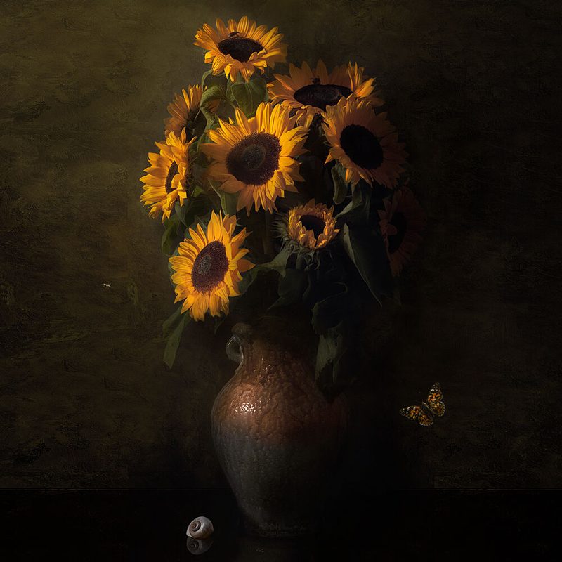 Moody Sunflowers Still Life art print by Sander van Laar for $57.95 CAD