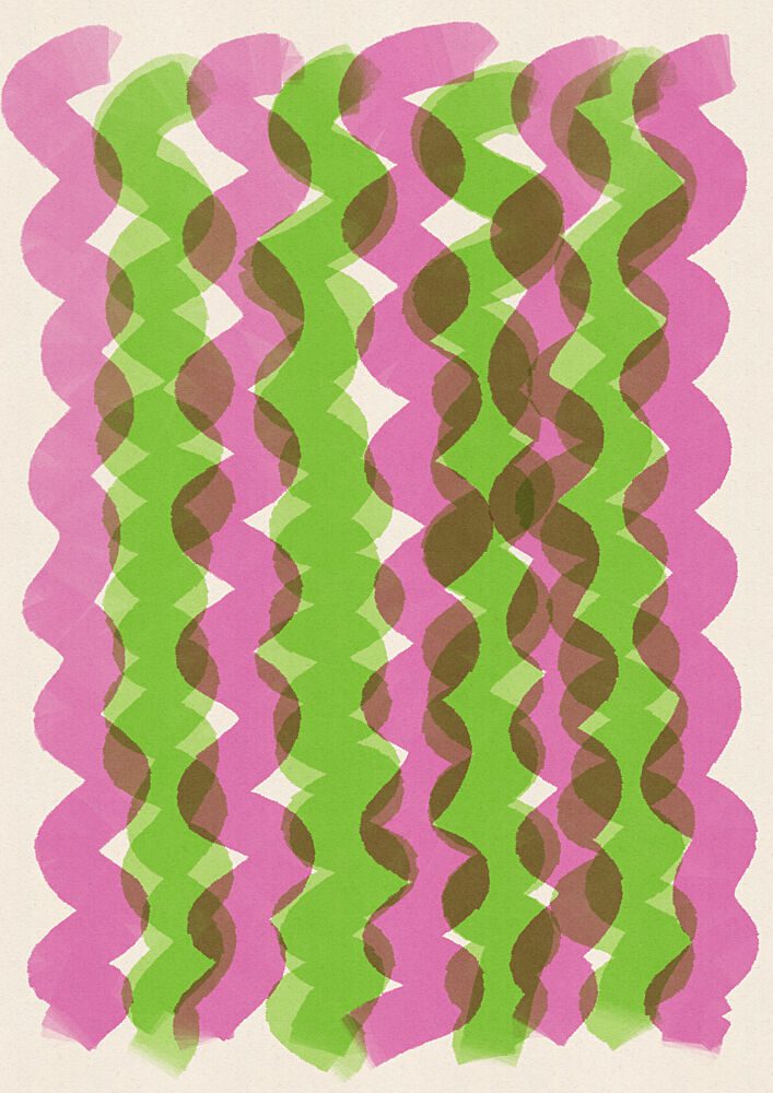 Pink Green Wavy Lines art print by Nicholas for $57.95 CAD