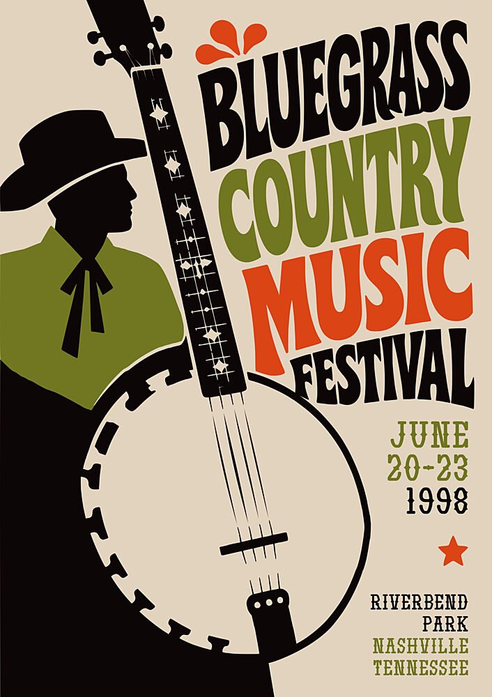 Retro Bluegrass Music Festival art print by Patryk Krygowski for $57.95 CAD