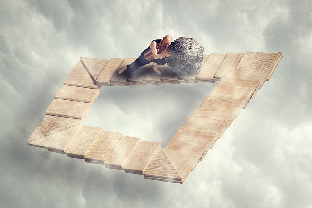 Sissyfos Goes M.C. Escher art print by Bo Brinch for $57.95 CAD