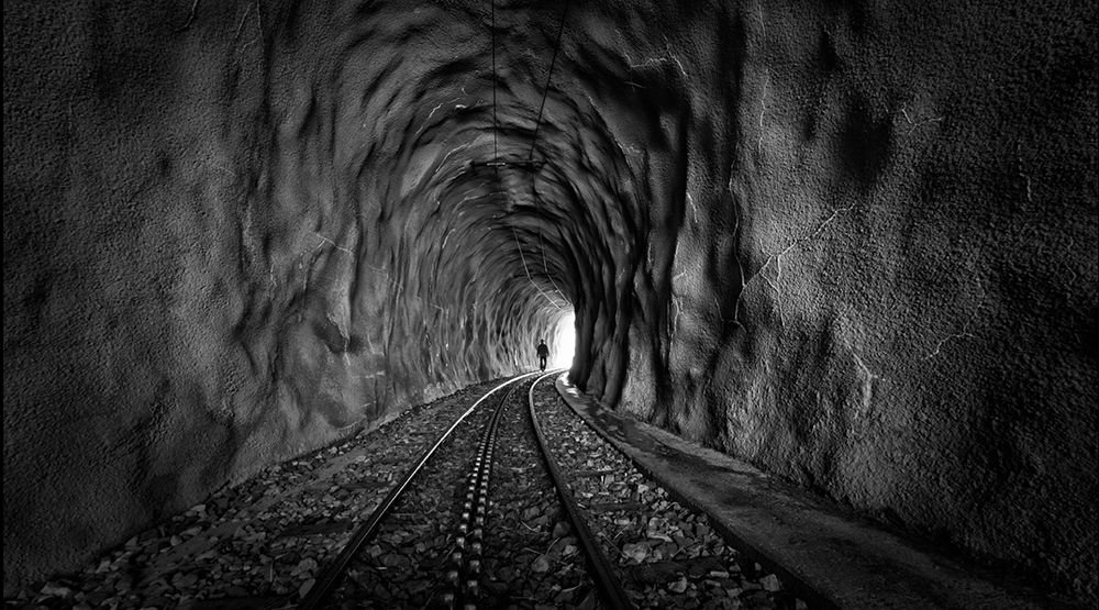 In the bowels of the mountain-BW art print by Vito Guarino for $57.95 CAD