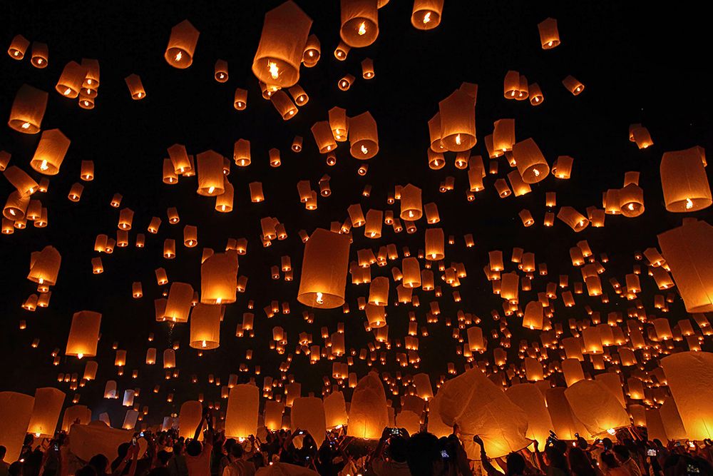 Floating Lanterns art print by Vichaya for $57.95 CAD