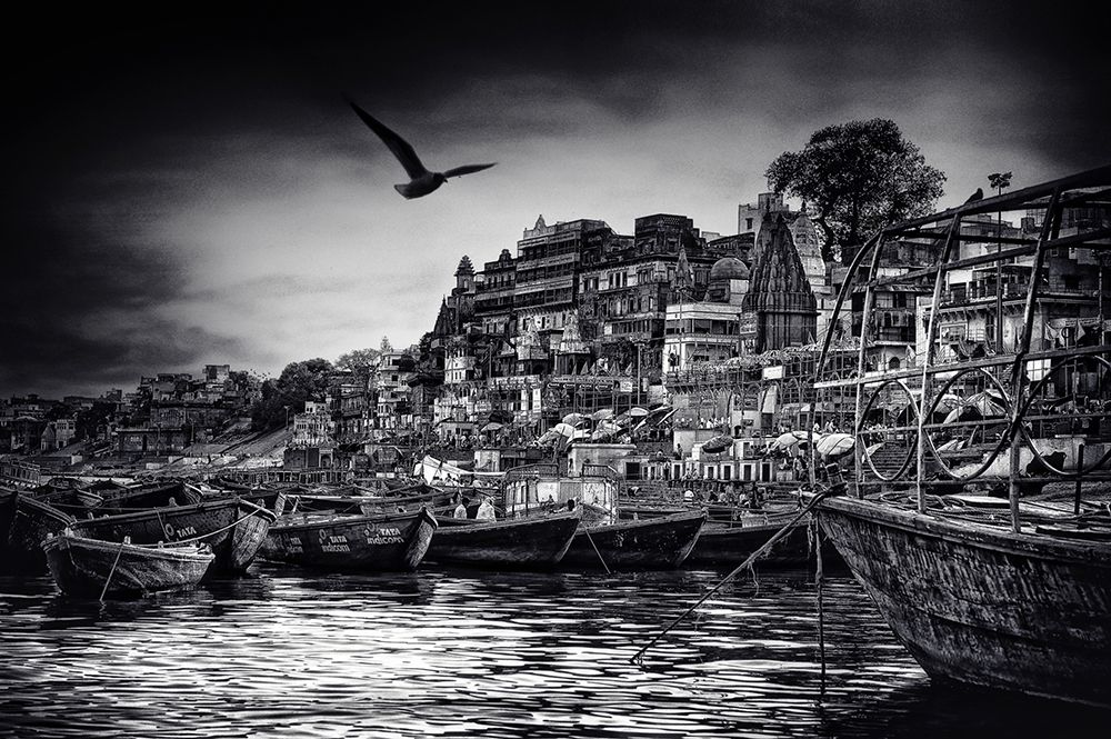 the boats of Varanasi art print by Piet Flour for $57.95 CAD