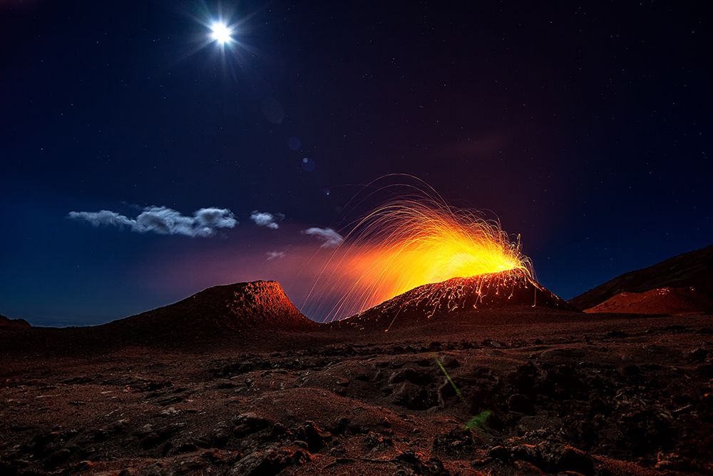 Lava flow with the moon art print by Barathieu Gabriel for $57.95 CAD