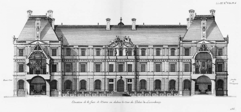 Palais du Luxembourg, Elevation- Courtyard art print by Jacques Francois Blondel for $57.95 CAD