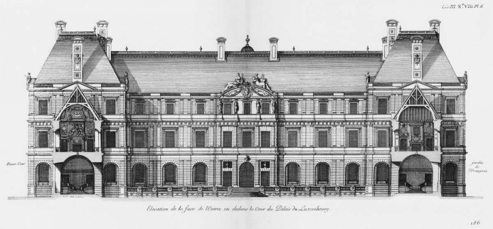 Palais du Luxembourg, Elevation- Garden art print by Jacques Francois Blondel for $57.95 CAD