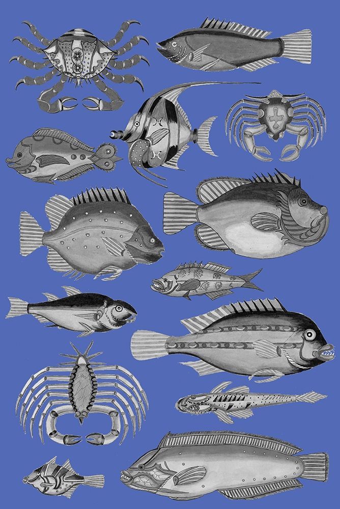 Tropical Fish Collage 3-Blue Background art print by Louis Renard for $57.95 CAD