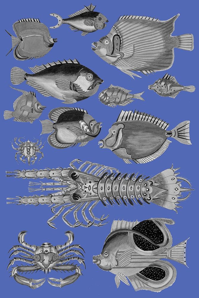 Tropical Fish Collage 4-Blue Background art print by Louis Renard for $57.95 CAD