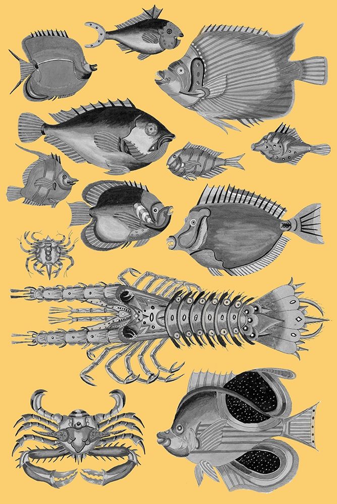 Tropical Fish Collage 4-Yellow Background art print by Louis Renard for $57.95 CAD