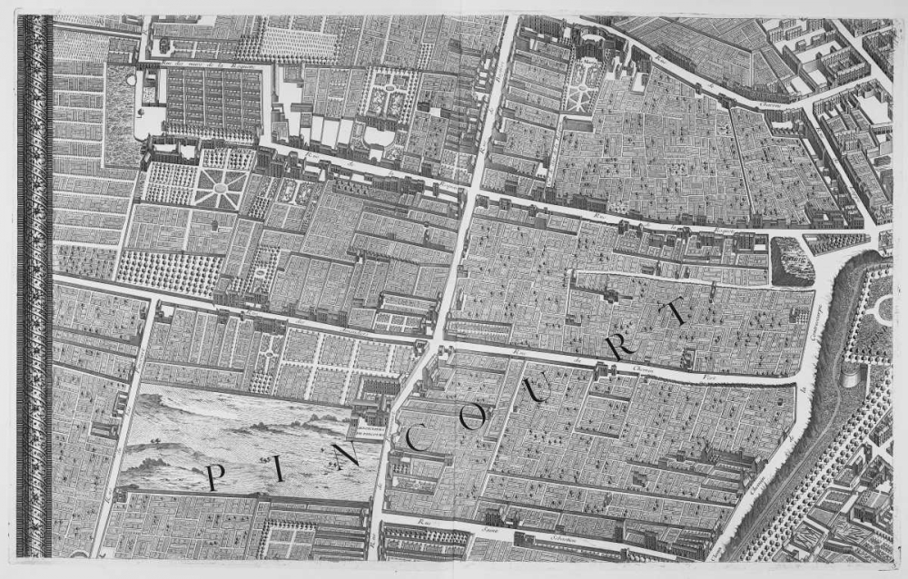 Paris 1739 Sectional map art print by Michel-Etienne Turgot for $57.95 CAD