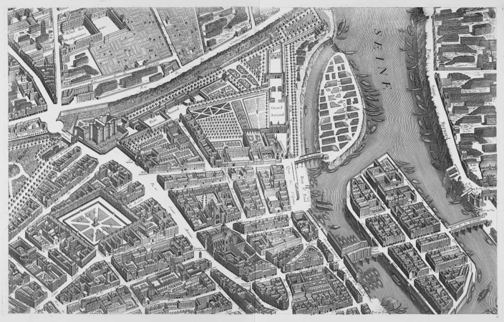 Paris 1739 Sectional map art print by Michel-Etienne Turgot for $57.95 CAD
