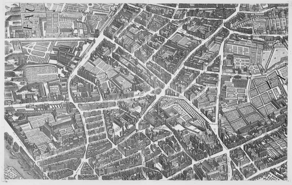 Paris 1739 Sectional map art print by Michel-Etienne Turgot for $57.95 CAD