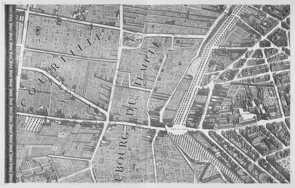 Paris 1739 Sectional map art print by Michel-Etienne Turgot for $57.95 CAD