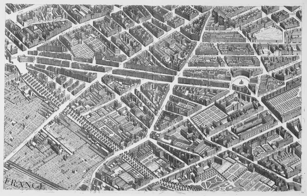 Paris 1739 Sectional map art print by Michel-Etienne Turgot for $57.95 CAD