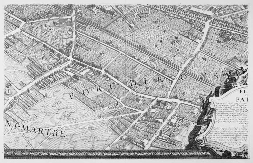 Paris 1739 Sectional map art print by Michel-Etienne Turgot for $57.95 CAD